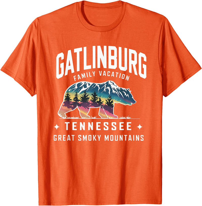 Gatlinburg Family Vacation Tees Family Vacation Mountains Gatlinburg Tennessee Bear Souvenir T-Shirt - Orange
