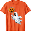 Halloween Designs. Ghost Pumpkin Jack O Lantern Balloon Funny Halloween Graphic T-Shirt - Orange