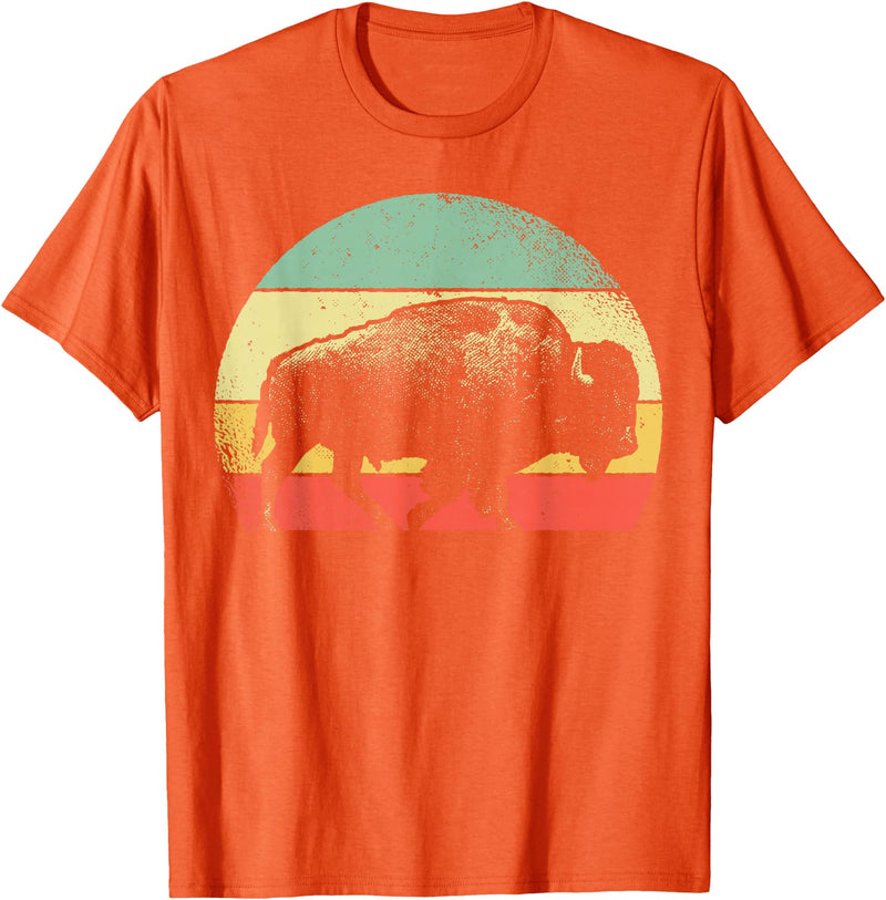 Bison Lover Gifts Wildlife I Bison Natural Reserve Vintage Buffalo Graphic Crew Neck Short Sleeve Regular Fit T-Shirt -