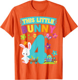 This Little Bunny Rabbit Is 4 Year Old Easter Birthday T-Shirt in Orange