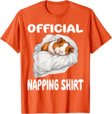 Official Sleep Pajamas Nightgown Sleepwear Co. Guinea Pig Official Napping shirt Pajamas Nightgown T-Shirt - Orange