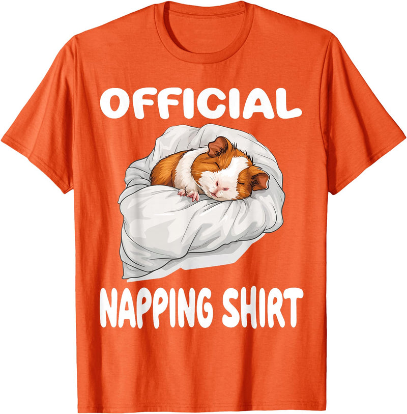 Official Sleep Pajamas Nightgown Sleepwear Co. Guinea Pig Official Napping shirt Pajamas Nightgown T-Shirt - Orange