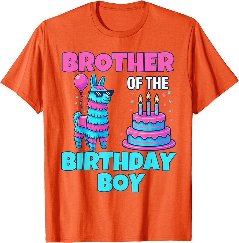 gaming gamer Birthday Llama Pinata Family Apparel Brother Birthday Boy Llama Pinata Party Family mathing Men T-Shirt - Orange