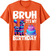 Llama Lover Gift Co. Bruh Its My Birthday Llama Pinata T-Shirt - Orange