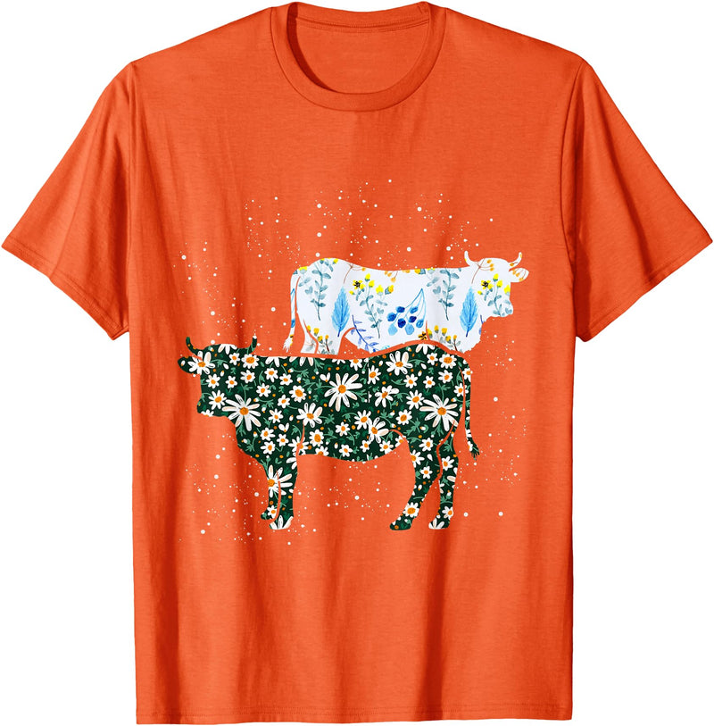 Vintage Animals Designs Vintage Cow T-Shirt - Orange