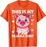 Pig Lover Gift Co. My Pig Pajama Women Pig Pjs Cute Pig Stuff Farmer Girl T-Shirt - Orange