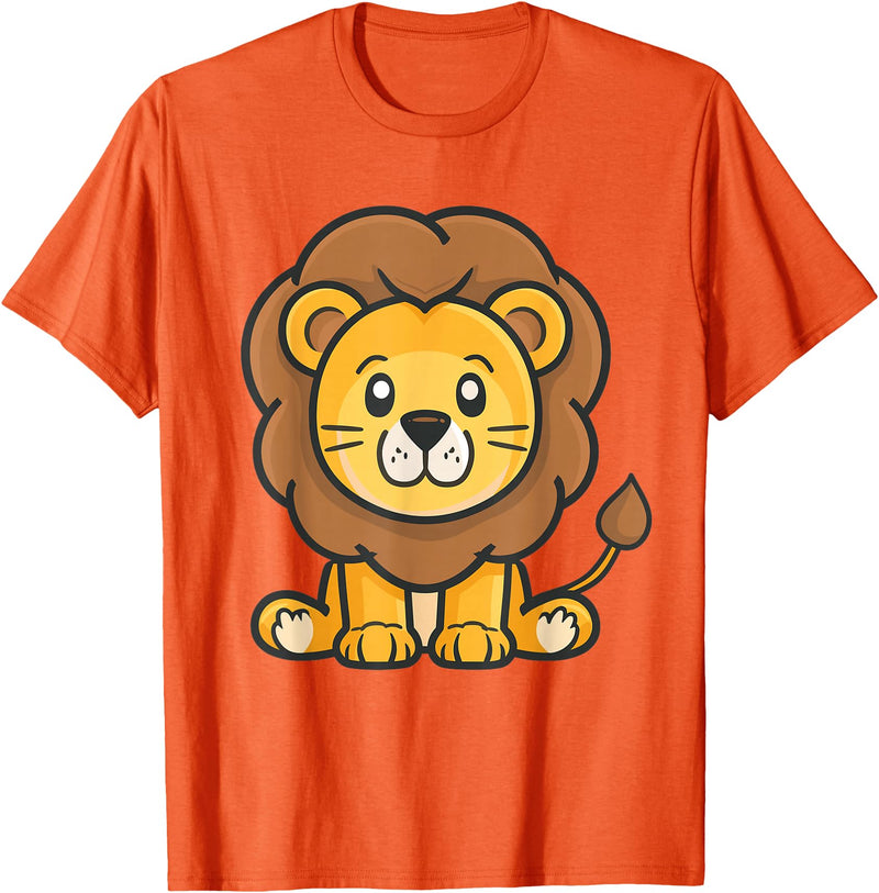 Funny Lion and African Animals Design Cute Lion for Kids T-Shirt - Orange