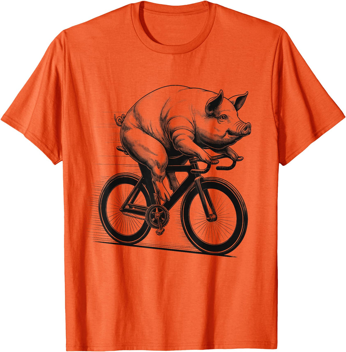 Pig Biker Pig Riding Bike Biker Bicycle Lover Biking T-Shirt - Orange
