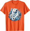Arctic Polar Bear Floral Crystal Nature Winter Wildlife Polar Bear with Ice Flowers T-Shirt - Orange