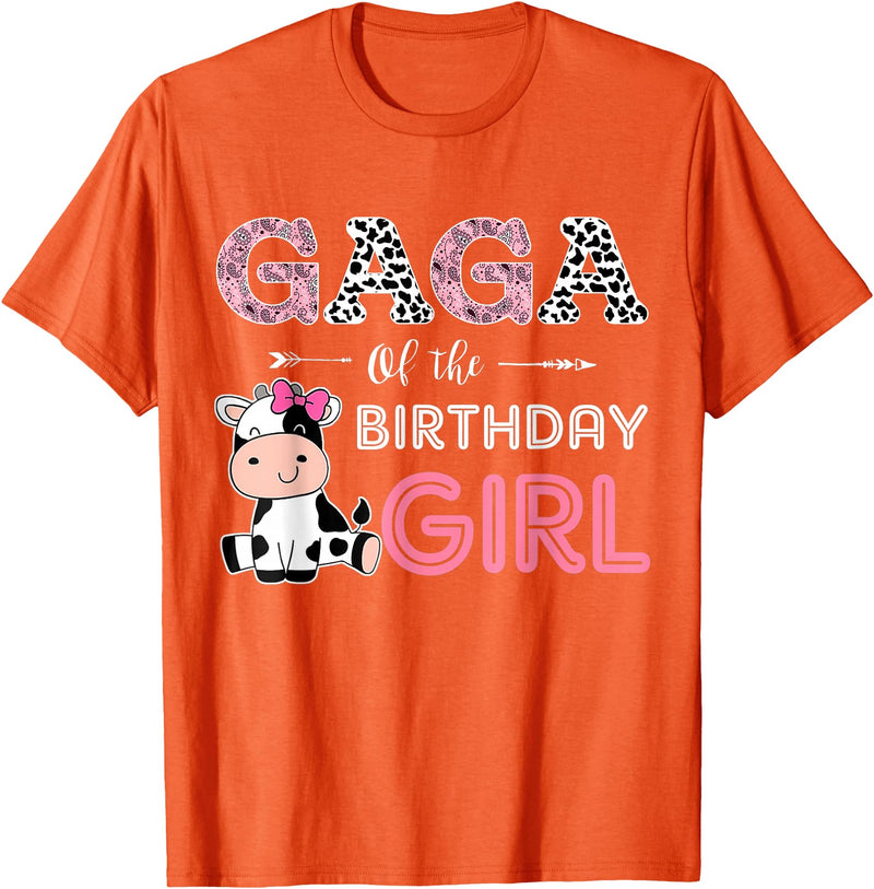 Cow Birthday Cow Lover Gifts For Family Men Woman Gaga of The Birthday Girl Farm Cow Grandma Matching Family T-Shirt - Orange