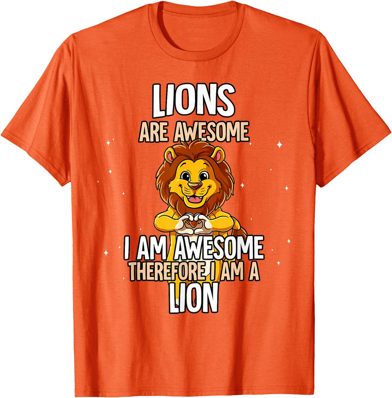 Lion Lover Gift Lions are Awesome Lion T-Shirt - Orange