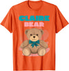 TheNiftyStitches CLAIRE Bear T-Shirt - Women's Black Cartoon Bear T-Shirt - Small - Short Sleeve - Classic Fit - All Seasons - Orange