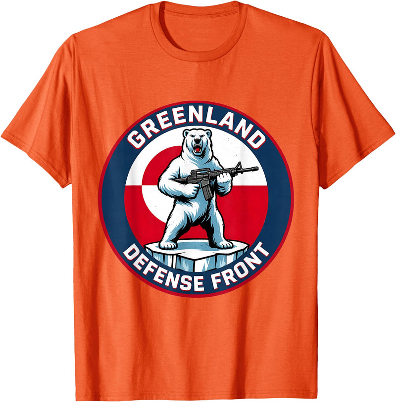 Greenland Lover Stuff Greenland Defense Front Polar Bear Greenland is not for Sale T-Shirt - Orange