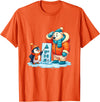 Cute Winter Penguin Polar Bear Humor Funny Penguin Teaching Polar Bear Winter T-Shirt - Orange