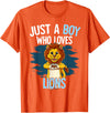 Lion Lover Gift Just A Boy Who Loves Lions Lion T-Shirt - Orange