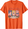 Farmer 4th Of July Costume 1776-2026 Proud 250th Freedom 4th July Three Cute Pigs T-Shirt - Orange