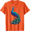Peacock Peafowl Colorful Bird Peacock Illustration T-Shirt - Orange