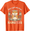 Just a Girl Who Loves Hamsters Cute Floral Pet Aesthetic T-Shirt - Orange