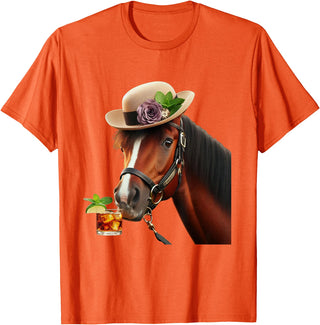 Funny Horse Derby Shirt Vintage Retro Apparel Funny Horse Derby Party T-Shirt - Orange