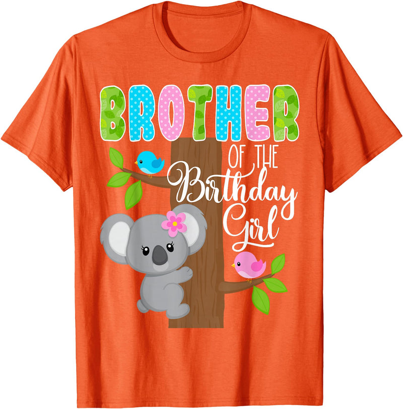 Koala Birthday Party Supplies Koala Bear Birthday Brother Of The Birthday Girl Koalas Bday T-Shirt - Orange