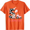 Milk Cow Print 5 Year Old Girl Birthday Gift 5th Birthday Outfit Girl 5 Year Old Farm Cow Chick Tractor T-Shirt - Orange