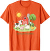 Little Barnyard Farm Apparel For Toddler & Kids Barnyard Buddies Cute Cow Sheep Pig Hen On The Farm Barnyard T-Shirt - Orange