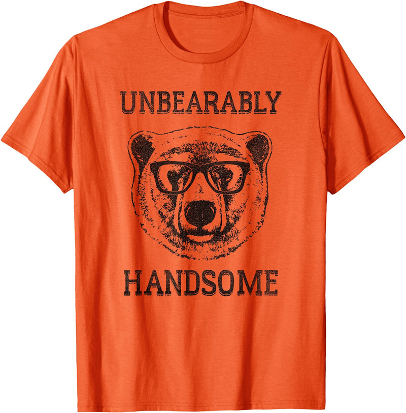 Trendy Apparel Trendy Unbearably Handsome Stunning Bear Face T-Shirt - Orange