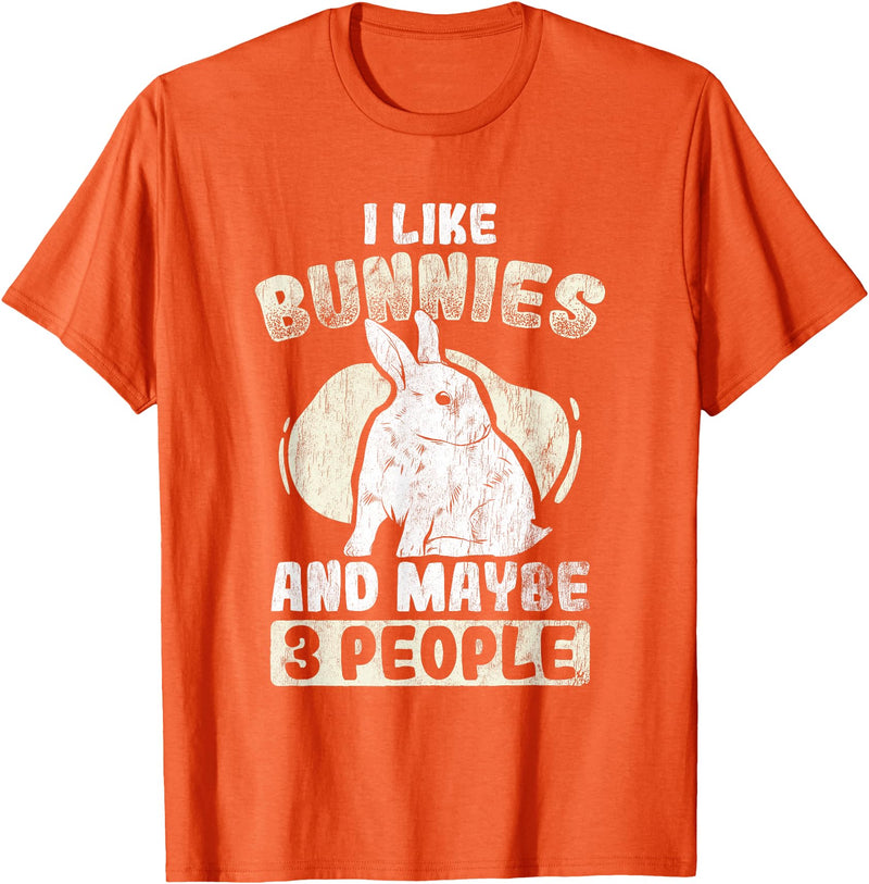 Like Rabbits and 3 People Cute Rabbit Lovers Bunny T-Shirt in Orange
