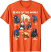 GoshWow Bears of The World Kawaii Types of Bears Wildlife Zoo Bear T-Shirt - Orange