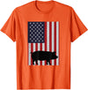 Farm Pig Patriotic United States Flag Kids Animal Patriotic Pig Silhouette American Flag Farm Kids Fourth T-Shirt - Orange