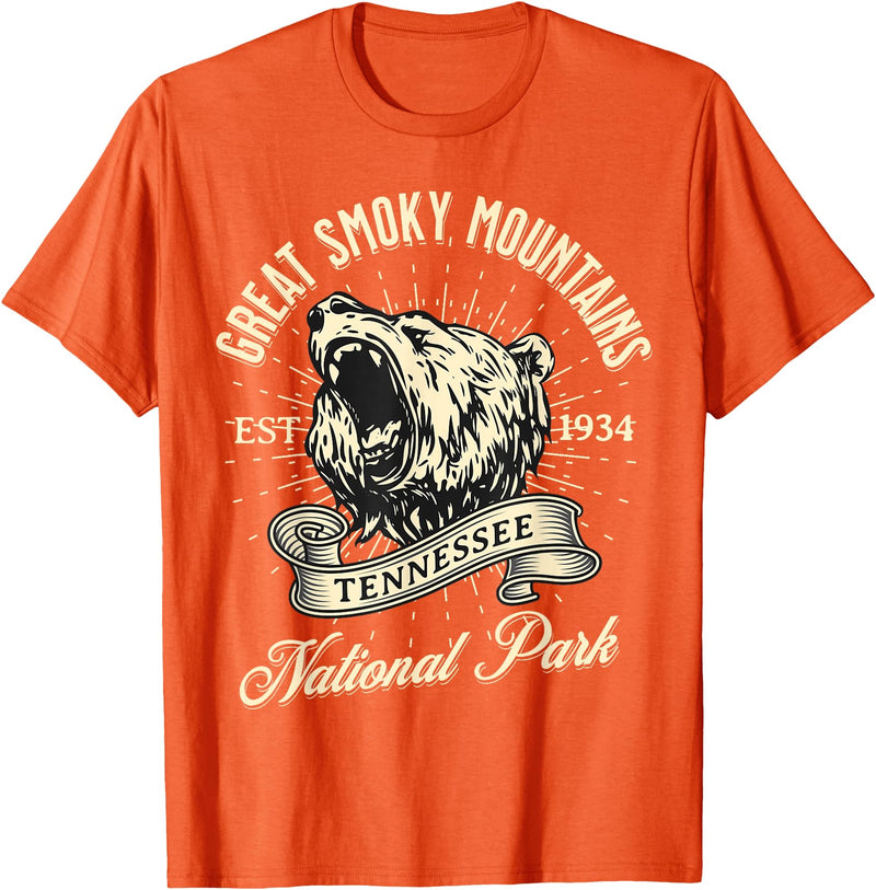 Great Smoky Mountains National Park Tennessee USA Great Smoky Mountains National Park Tennessee Bear Hike T-Shirt - Orange