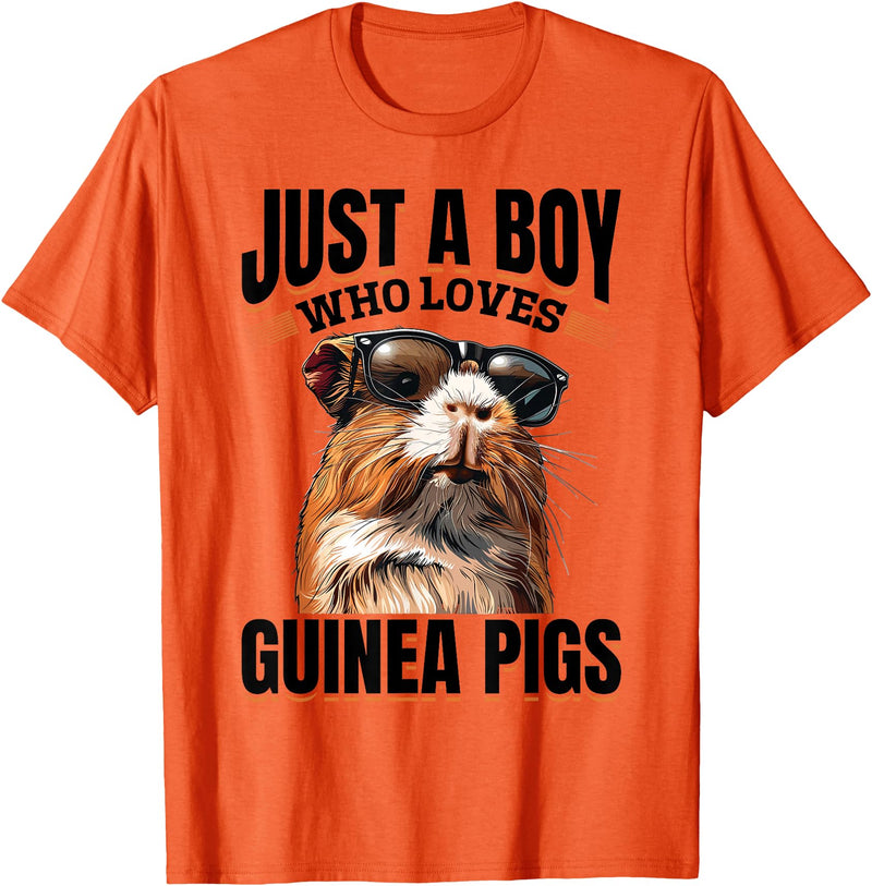 Funny Guinea Pig Pet Lover Rodent Lover Graphics Funny Guinea Pig Pet Lover Rodent Animal Just a Boy Who T-Shirt - Orange