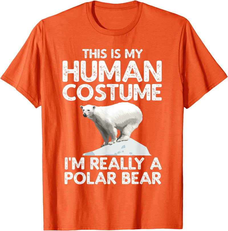 Polar Bear Gift Polar Bear Accessories & Stuff Cool Polar Bear for Men Women Human Costume Animal Halloween T-Shirt - Orange
