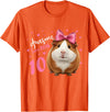 Funny Guinea Pig Birthday Party Girls 10 Years Old Guinea Pig Birthday for Girls 10th Bday T-Shirt - Orange