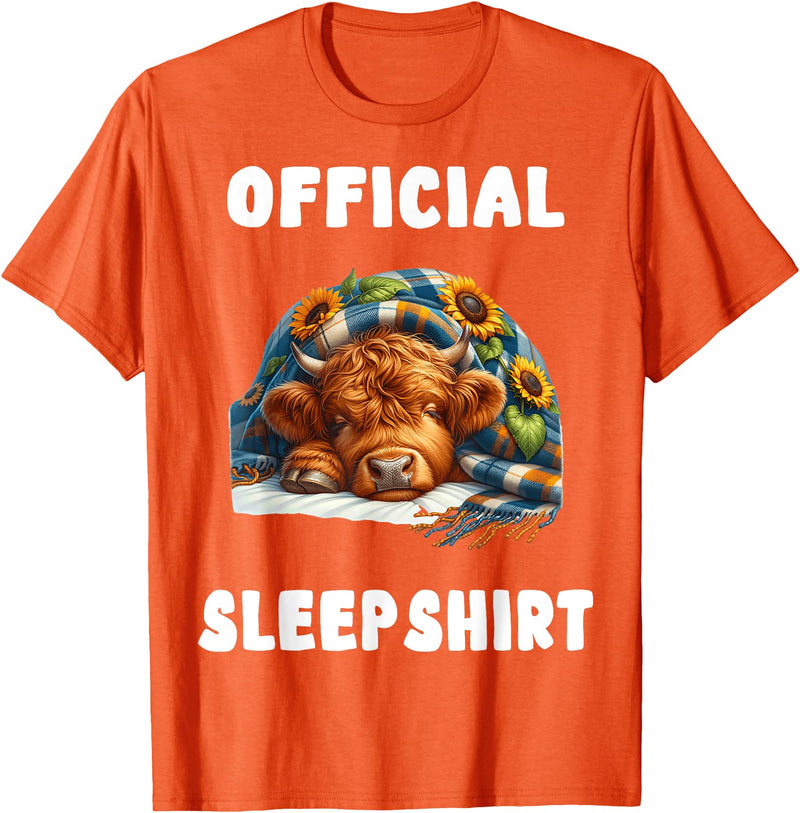 Official Sleep Pajamas Nightgown Sleepwear Apparel Highland_cow - Official Sleepshirt Pajamas Nightgown T-Shirt - Orange