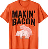 Cute Smoked Pork Lover Adult Humor Joke Designs Funny Making Bacon Gift For Men Women Cool Pig Bacon Joke T-Shirt - Orange