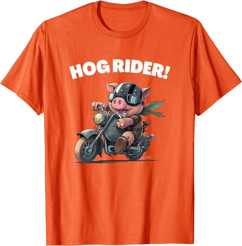 Best Animal Buddies Funny Hog Rider Pig Riding Motorcycle T-Shirt - Orange