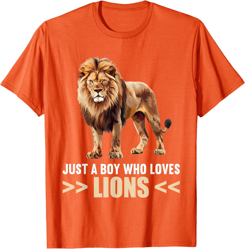 Lions Lion Lovers Shop Just a Boy who loves Lions Lion T-Shirt - Orange