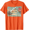 Mel & Bear Treasure Map Ship Sharks Pirates & Skulls Shirt Boys Kids T-Shirt - Orange