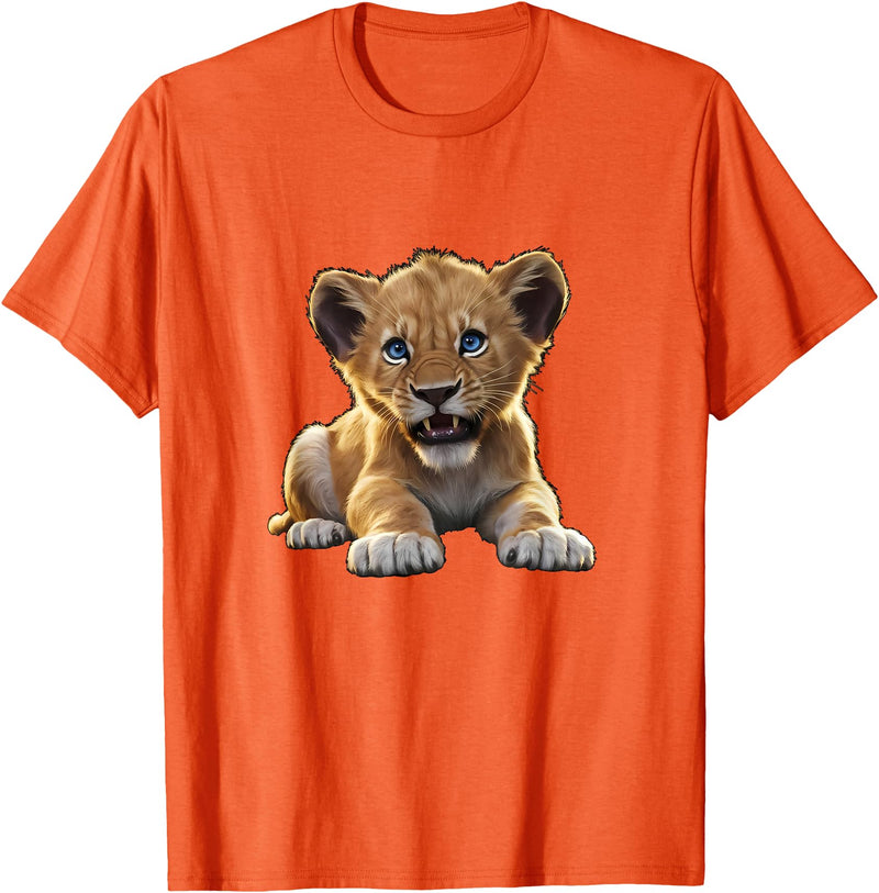 Lion Cubs Cute Lion Shirt Lions Lovers Gifts Lion Cub Angry Lion Lovers Lion Shirt Boys Girls Male Lions T-Shirt - Orange