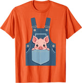 Pig Farm Animal Costumes Pig Costume - Funny Farmer, Pocket, Farm, Women, Men, Kids T-Shirt - Orange