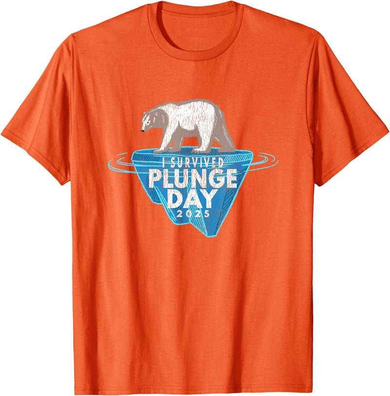 Take The Plunge Designs Polar Bear Plunge Event - Retro I Survived Plunge Day 2025 T-Shirt - Orange
