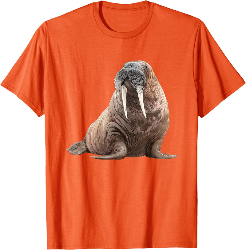 Walrus Designs. Walrus Seal Sea Lion Graphic T-Shirt - Orange