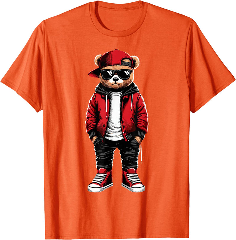 Funny Hip Hop Music lover Hip Hop Teddy Bear Rap Music T-Shirt - Orange