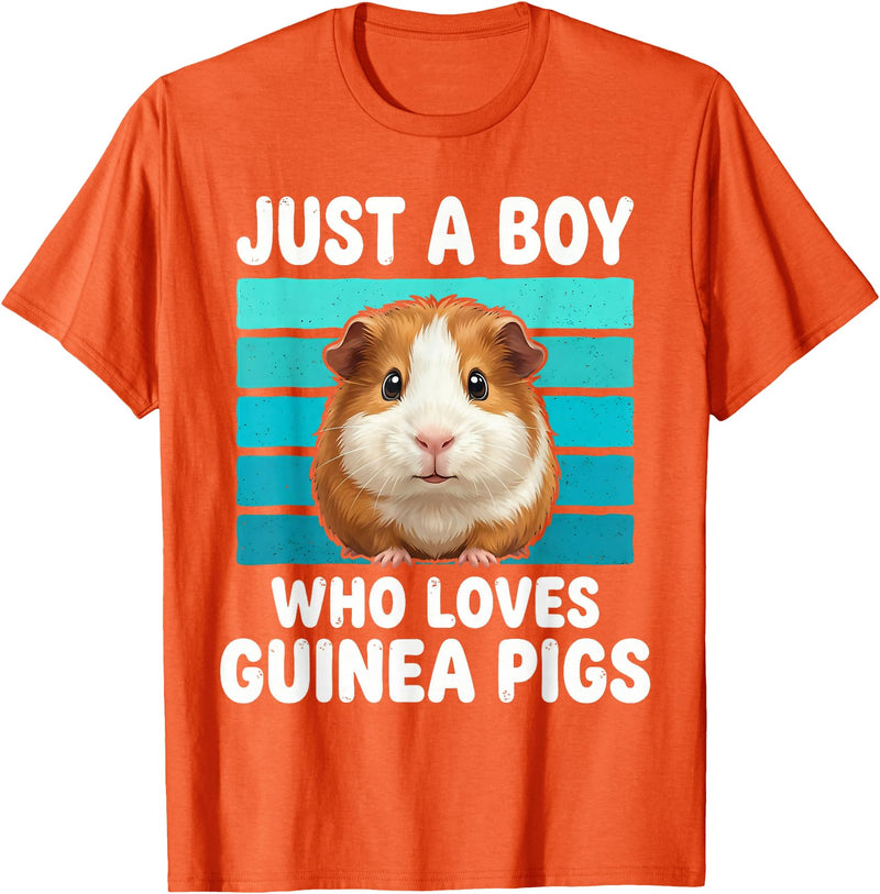 Cute Guinea Pig Stuff Accessories & Gifts Just a Boy Who Loves Guinea Pig Funny Guinea Pig Kids Boys T-Shirt - Orange