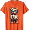 Rappers Aesthetic Urban Teddy Bear Graphic Hip Hop Teddy Bear Graphic Bears Cool Hip Hop Streetwear Colorful T-Shirt - Orange