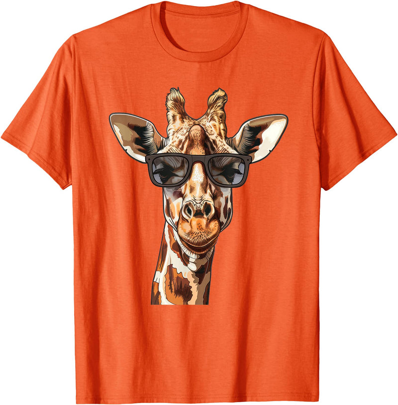 Ägiraffe. Giraffe Sunglasses T-Shirt - Orange
