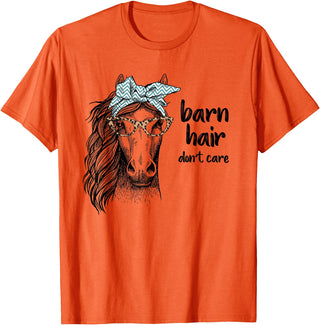 Girl Horse Shirts by Southerngal Cute Horse Love Girl Shirt Barn Hair Don't Care Cowgirl Gift T-Shirt - Orange