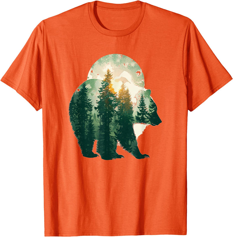 bear outfits for naturelovers and camper green bear double composition nature bears double T-Shirt - Orange