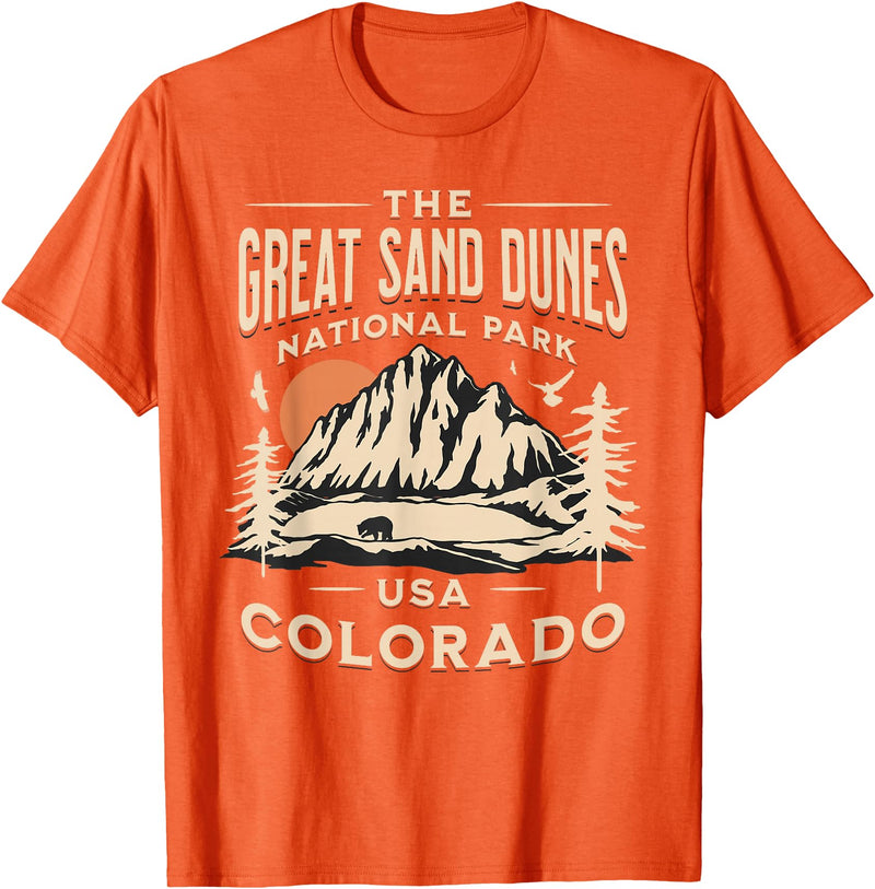 Great Sand Dunes National Park Colorado USA Retro Great Sand Dunes National Park Colorado Hike Outdoors Retro T-Shirt - Orange